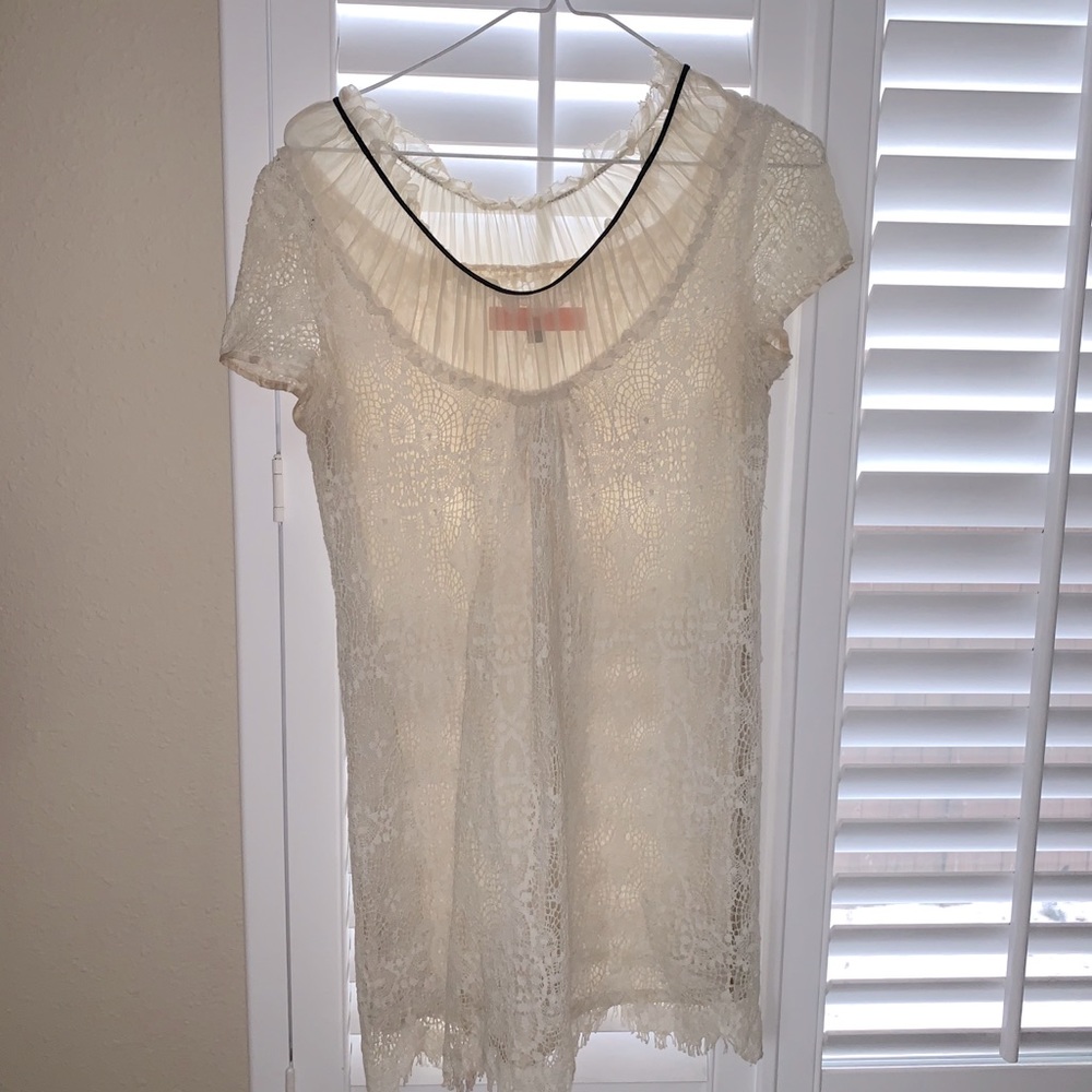 CYNTHIA STEFFE Cream Lace Mini Dress
